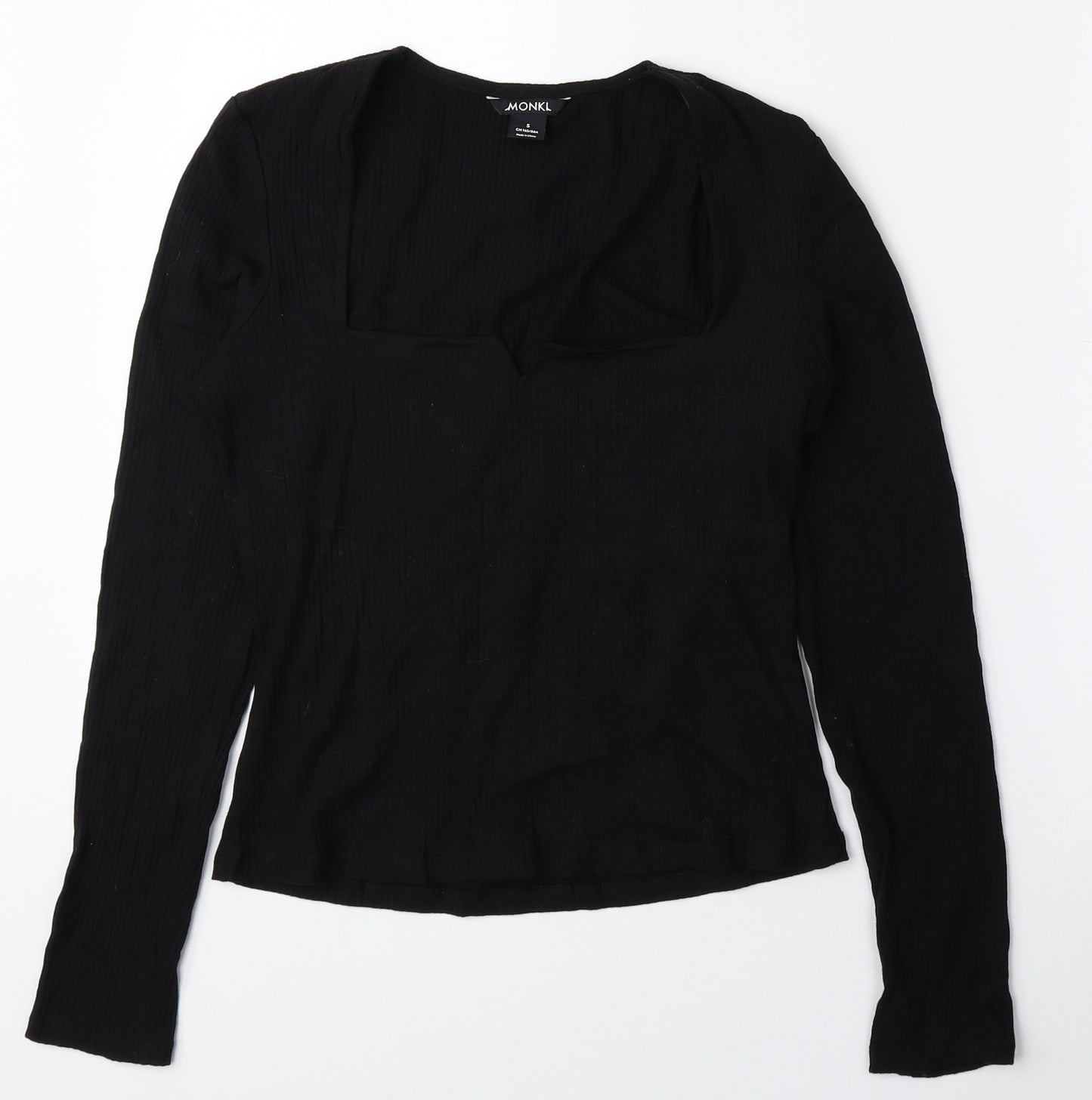 Monki Womens Black Cotton Basic Blouse Size S Square Neck