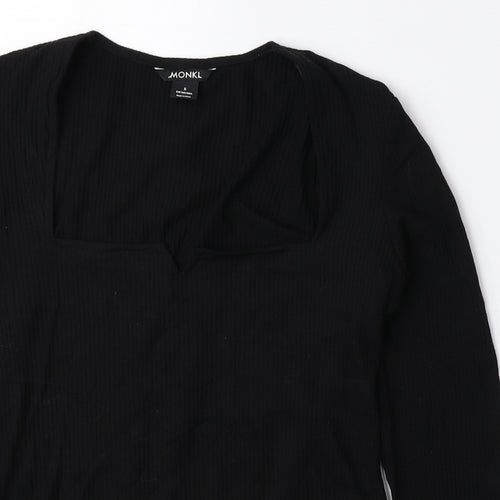 Monki Womens Black Cotton Basic Blouse Size S Square Neck