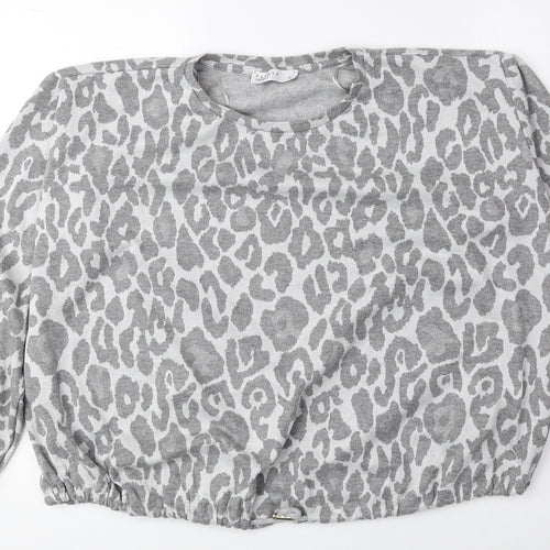 Matalan Womens Green Animal Print Polyester Pullover Sweatshirt Size S Drawstring - Cheetah Print