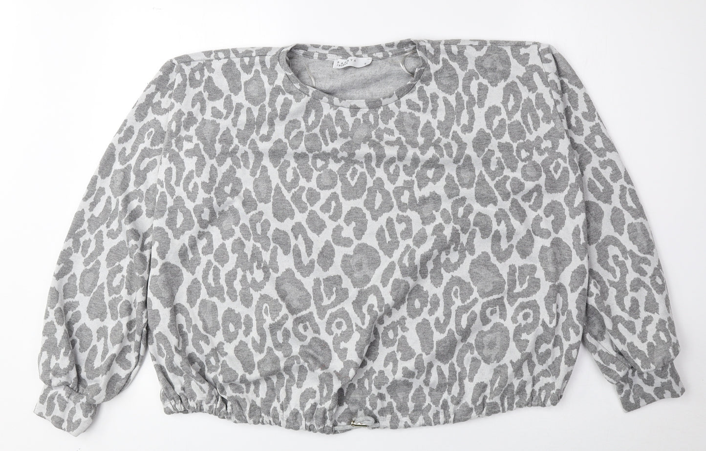 Matalan Womens Green Animal Print Polyester Pullover Sweatshirt Size S Drawstring - Cheetah Print