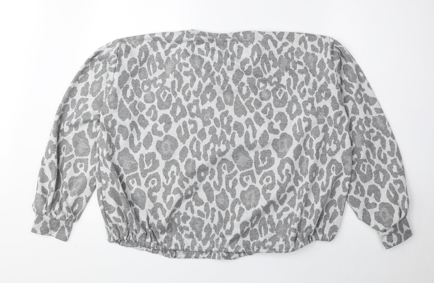 Matalan Womens Green Animal Print Polyester Pullover Sweatshirt Size S Drawstring - Cheetah Print