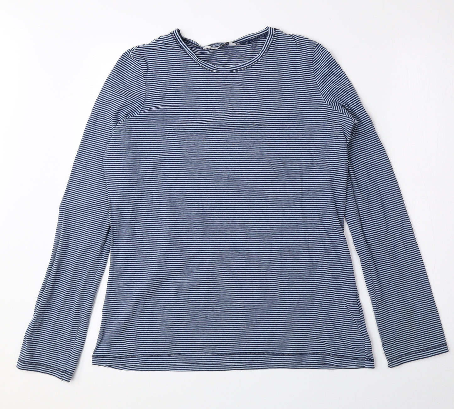 Atmosphere Womens Blue Striped Cotton Basic Blouse Size 16 Round Neck