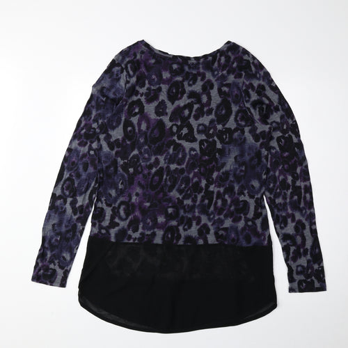 NEXT Womens Blue Geometric 100% Cotton Basic Blouse Size 12 Round Neck