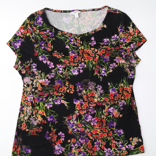 Precis Womens Multicoloured Floral Viscose Basic Blouse Size L Round Neck
