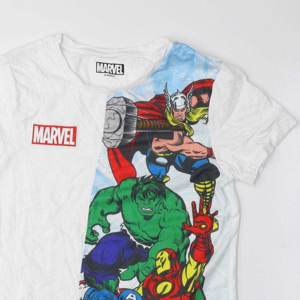 Marvel Boys Multicoloured Geometric 100% Cotton Pullover T-Shirt Size 12-13 Years Round Neck Pullover - Marvel