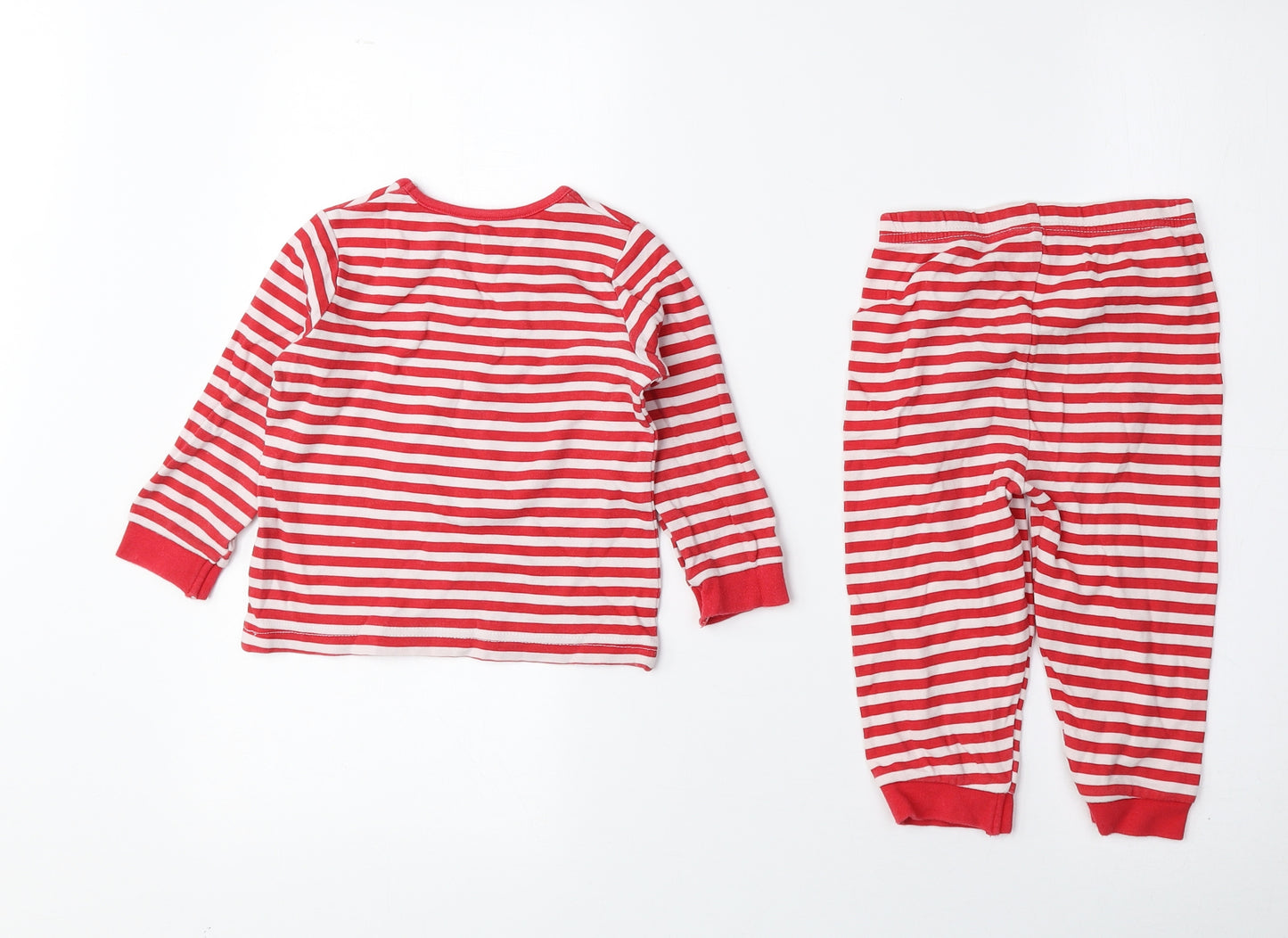 George Red Striped Cotton Cami Pyjama Set Size 12-18 Months Pullover - Reindeer