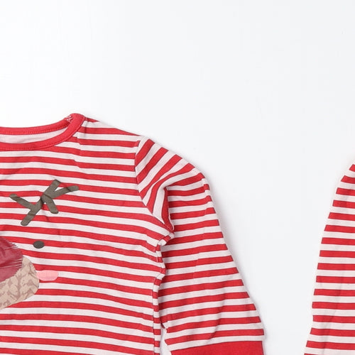 George Red Striped Cotton Cami Pyjama Set Size 12-18 Months Pullover - Reindeer