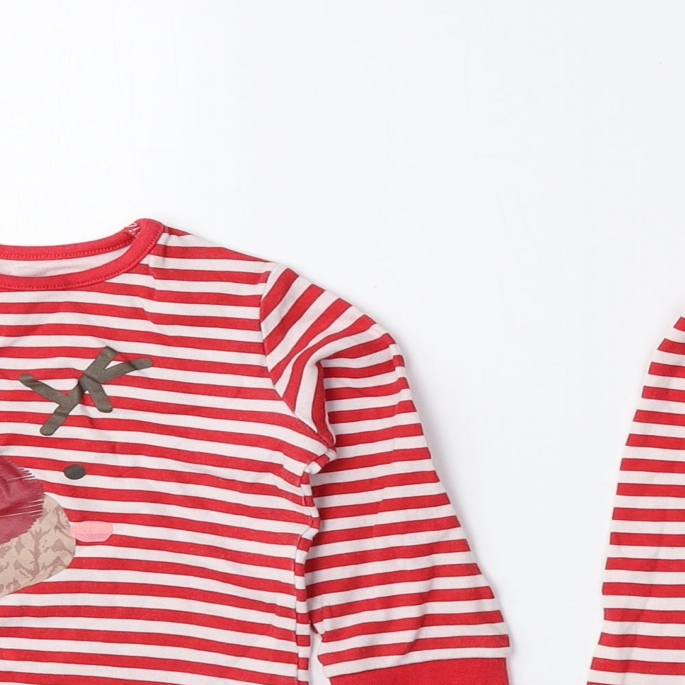 George Red Striped Cotton Cami Pyjama Set Size 12-18 Months Pullover - Reindeer