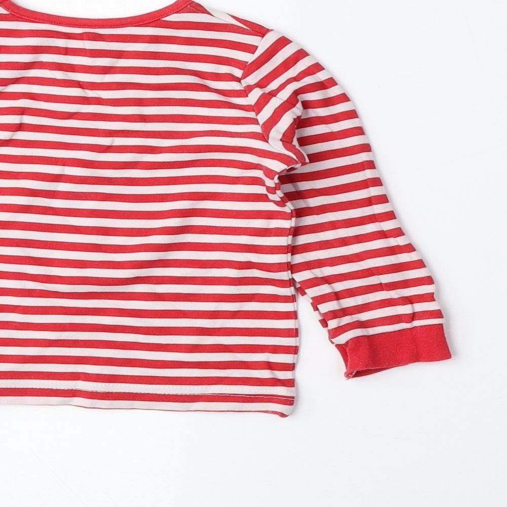George Red Striped Cotton Cami Pyjama Set Size 12-18 Months Pullover - Reindeer
