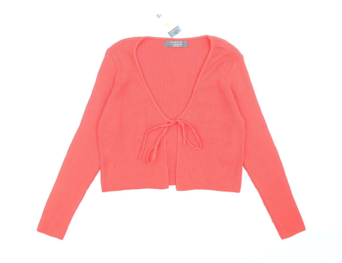Primark Womens Red V-Neck Acrylic Cardigan Jumper Size L