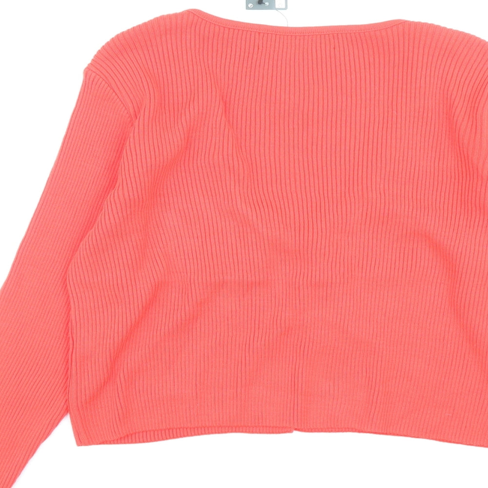Primark Womens Red V-Neck Acrylic Cardigan Jumper Size L