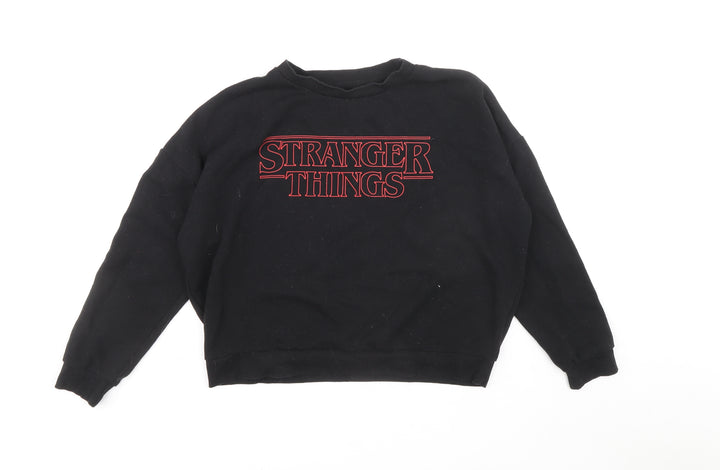 Stranger Things Womens Black Polyester Pullover Sweatshirt Size 4 Pullover