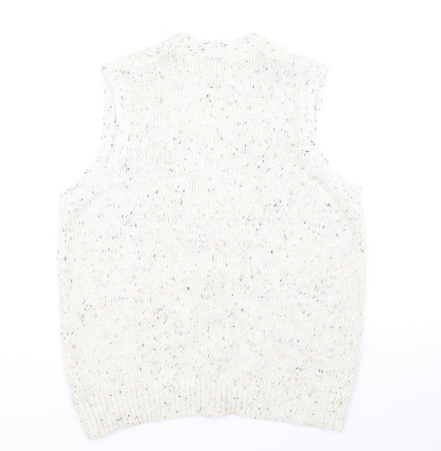 Berkertex Womens White V-Neck Acrylic Vest Jumper Size 14