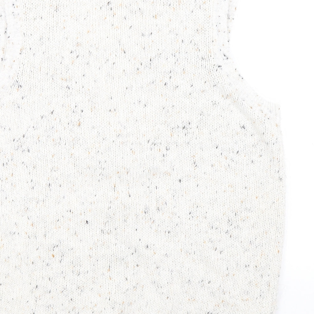 Berkertex Womens White V-Neck Acrylic Vest Jumper Size 14