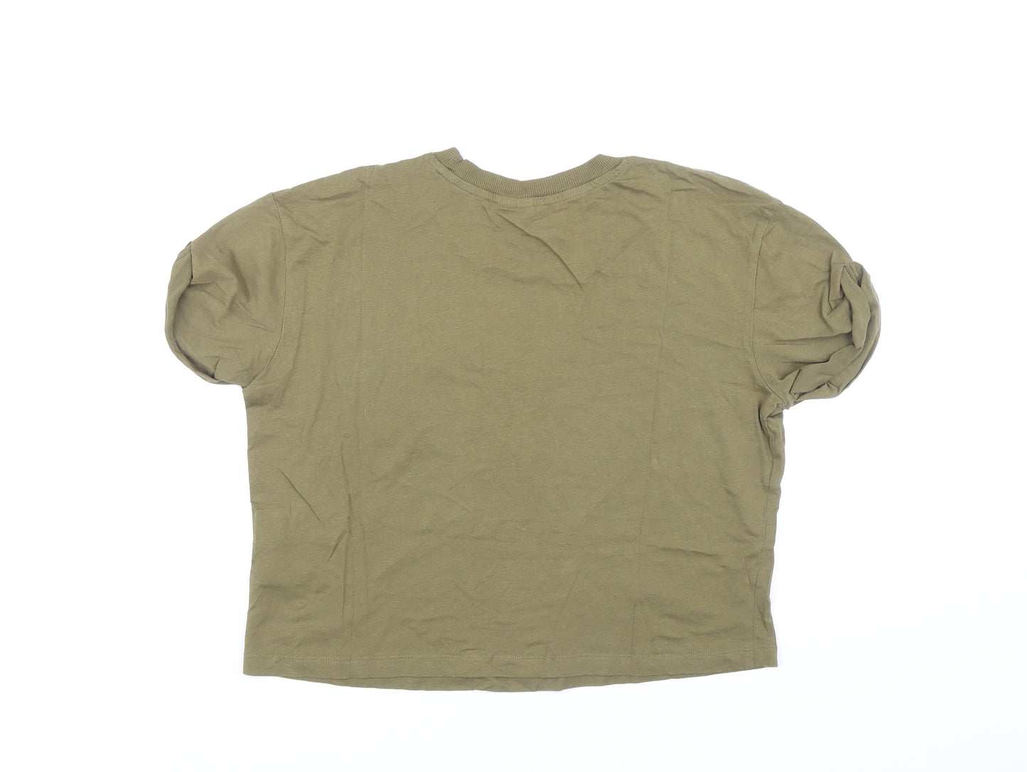 Divided Womens Green Cotton Ringer T-Shirt Size M Crew Neck