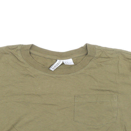 Divided Womens Green Cotton Ringer T-Shirt Size M Crew Neck