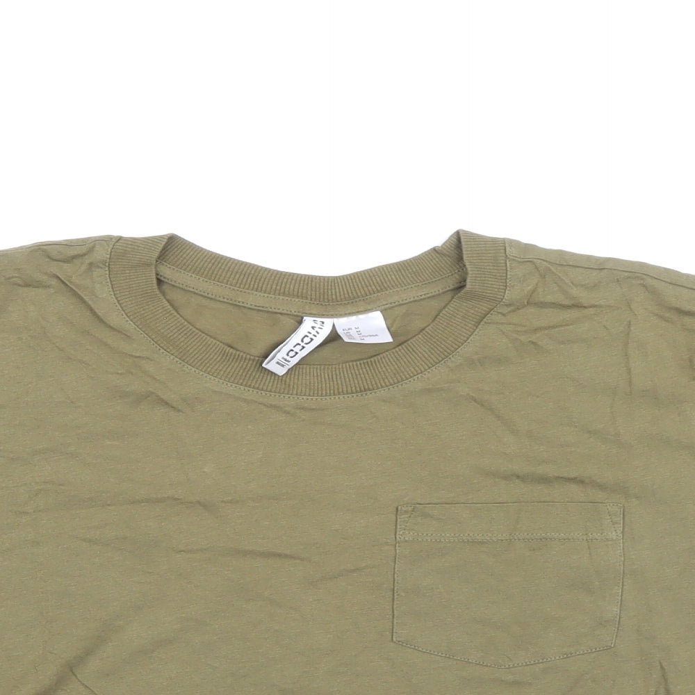 Divided Womens Green Cotton Ringer T-Shirt Size M Crew Neck