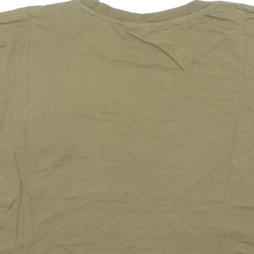 Divided Womens Green Cotton Ringer T-Shirt Size M Crew Neck