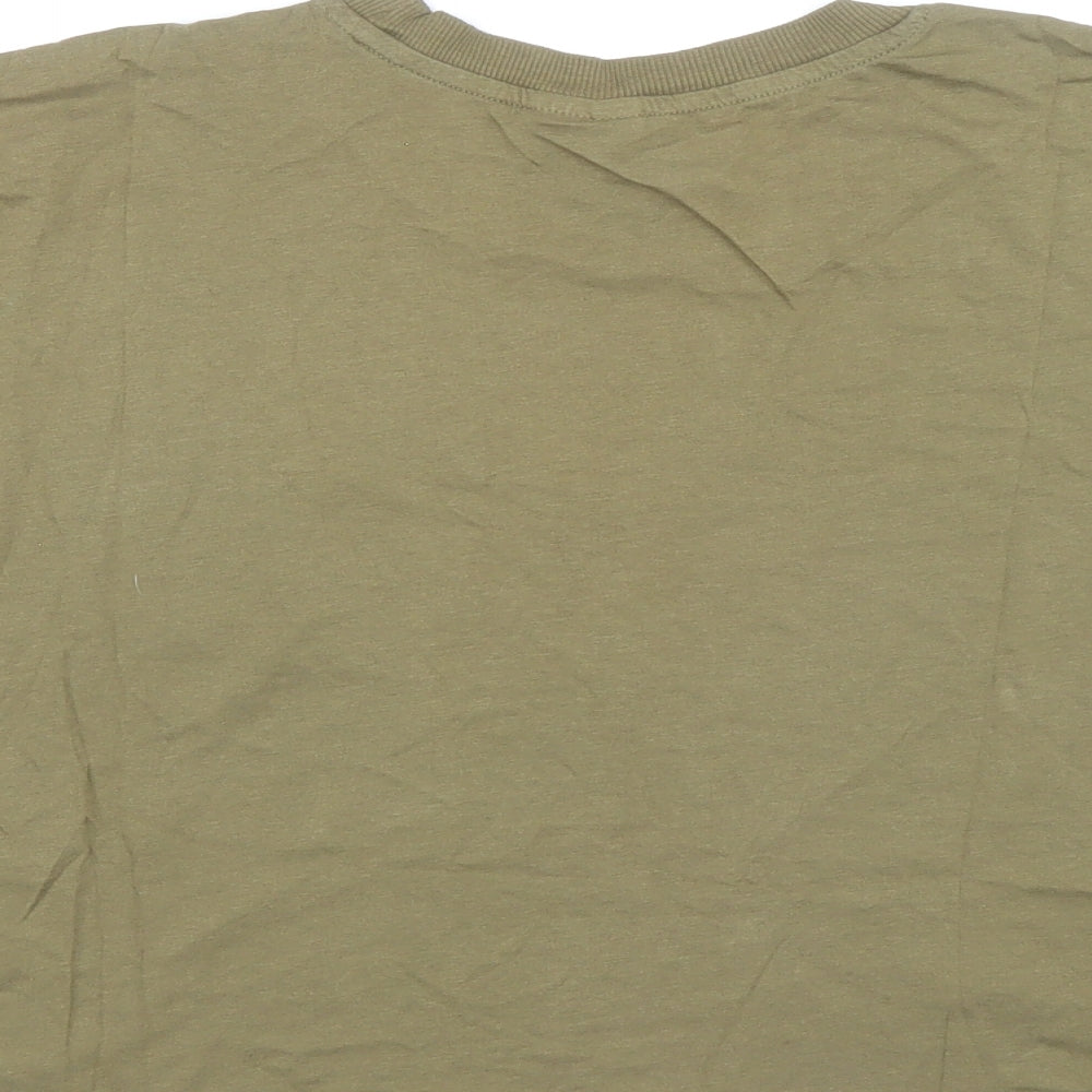Divided Womens Green Cotton Ringer T-Shirt Size M Crew Neck