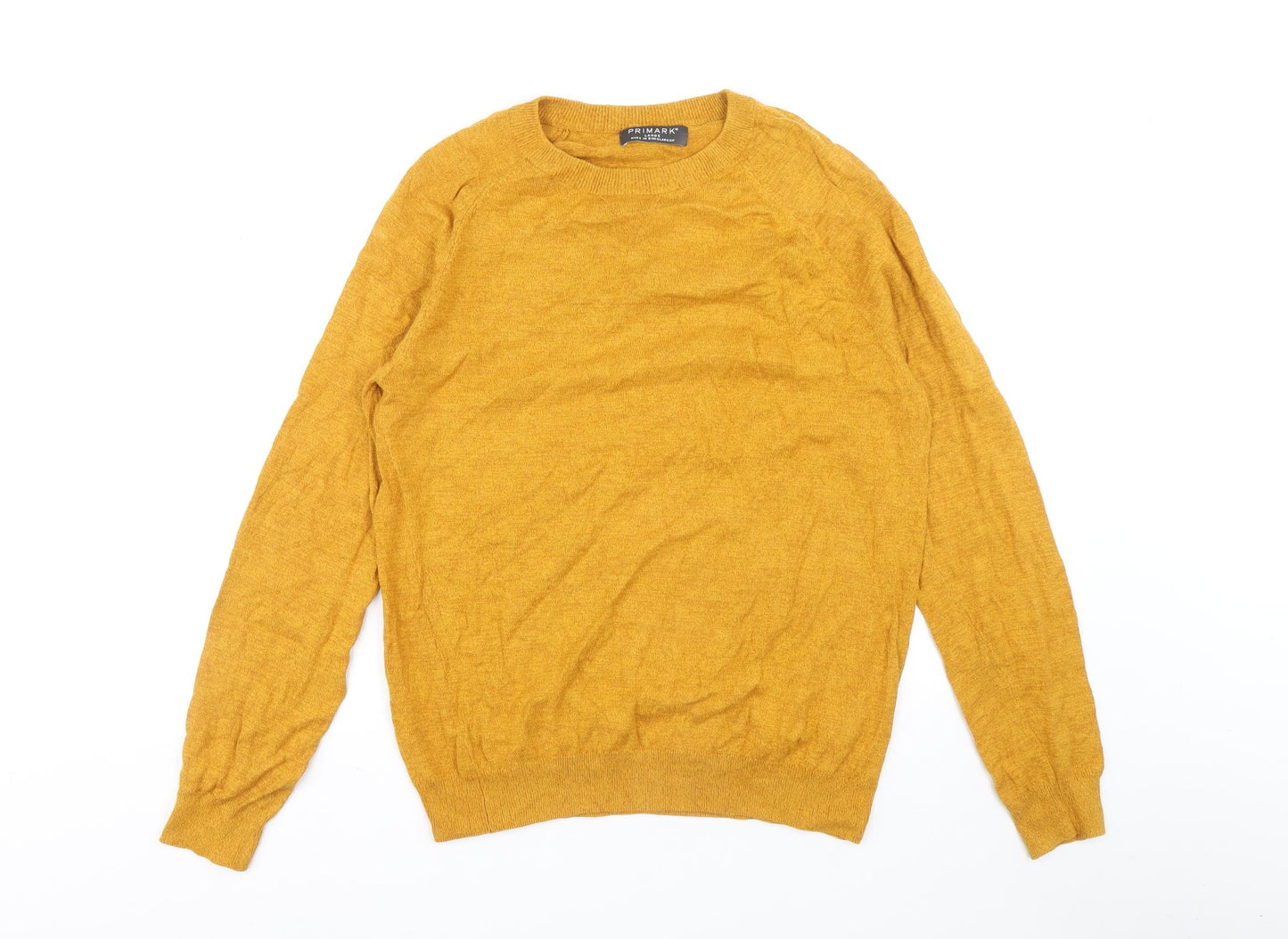 Primark Womens Yellow Boat Neck Cotton Pullover Jumper Size L