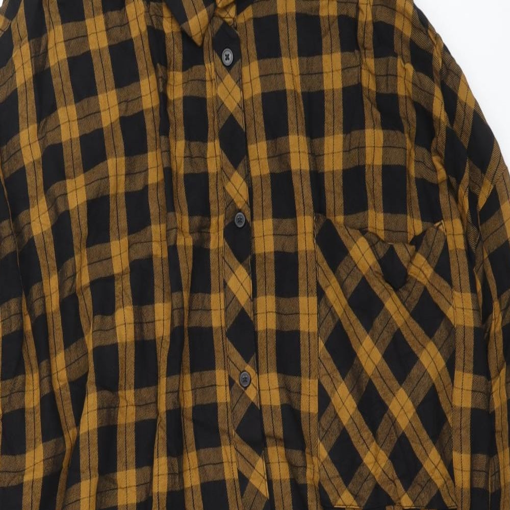 Primark Womens Yellow Plaid Viscose Shirt Dress Size 20 Collared Button