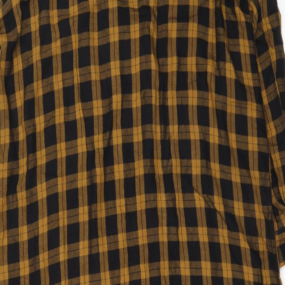 Primark Womens Yellow Plaid Viscose Shirt Dress Size 20 Collared Button