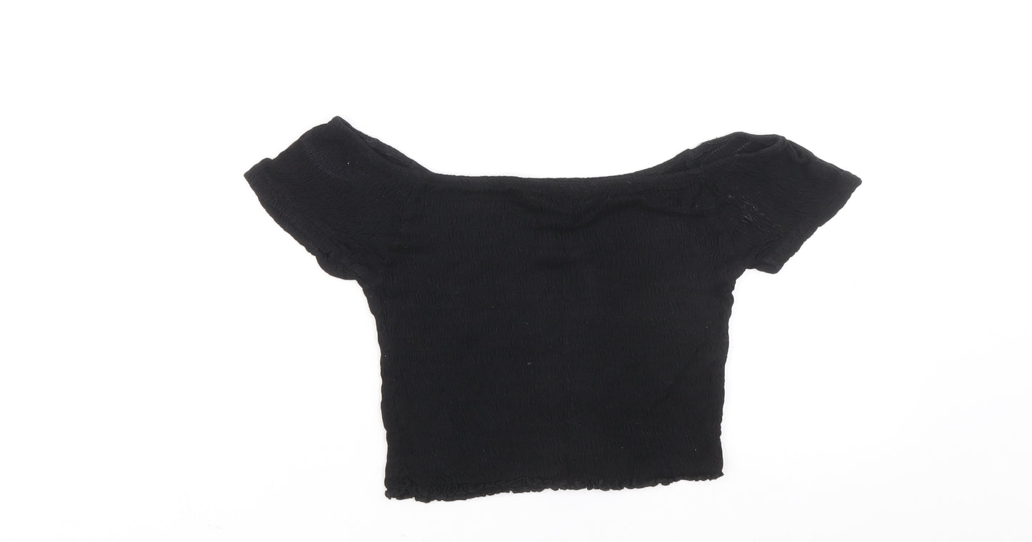 Atmosphere Womens Black Polyester Basic Blouse Size 12 Boat Neck