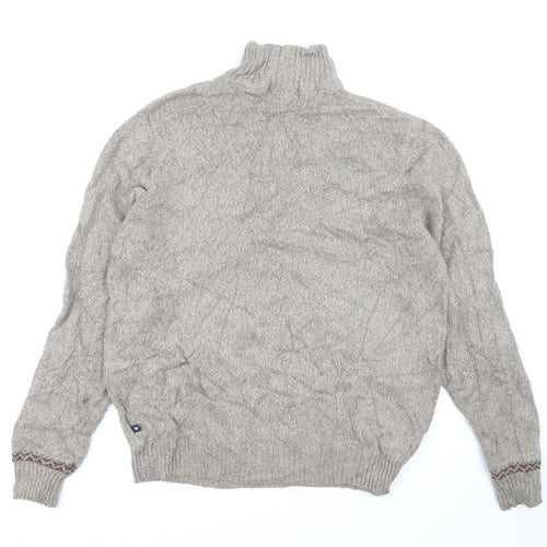 Blue Harbour Mens Beige High Neck Cotton Pullover Jumper Size M