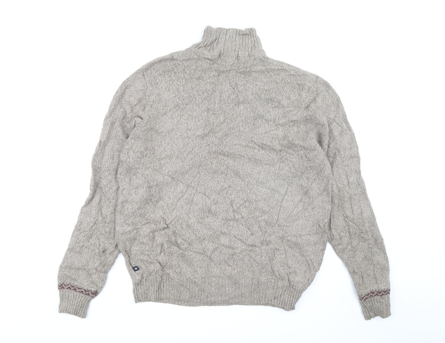 Blue Harbour Mens Beige High Neck Cotton Pullover Jumper Size M