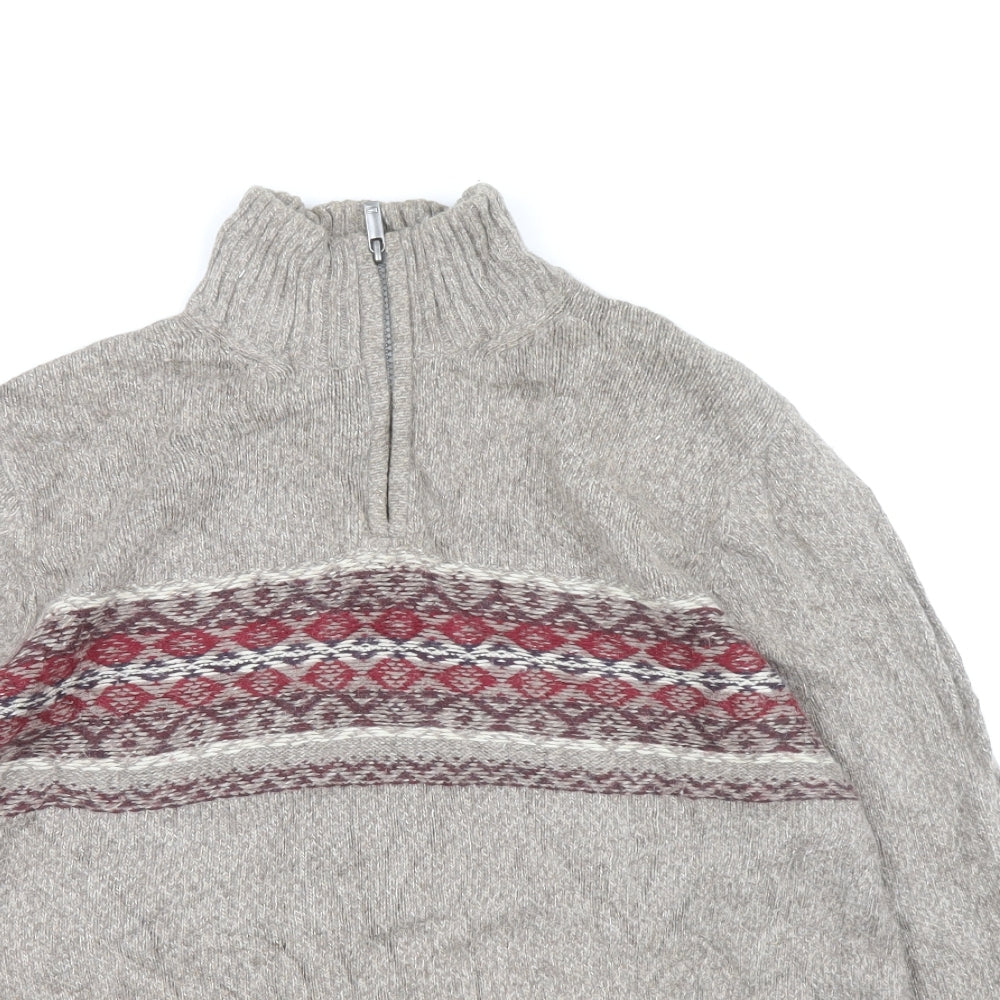 Blue Harbour Mens Beige High Neck Cotton Pullover Jumper Size M