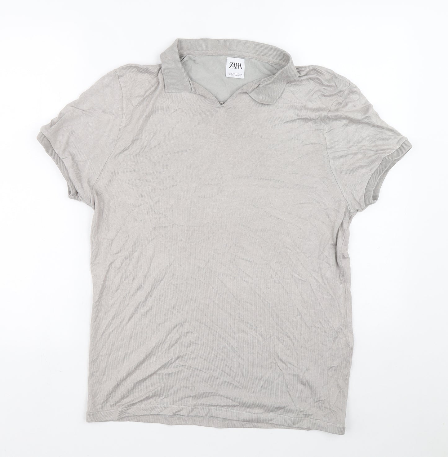 Zara Womens Grey Collared Polyester Pullover Jumper Size L