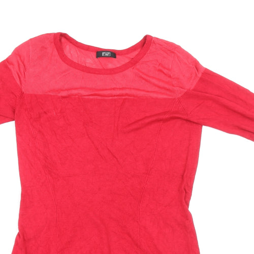 F&F Womens Pink Viscose A-Line Size 12 Round Neck Pullover