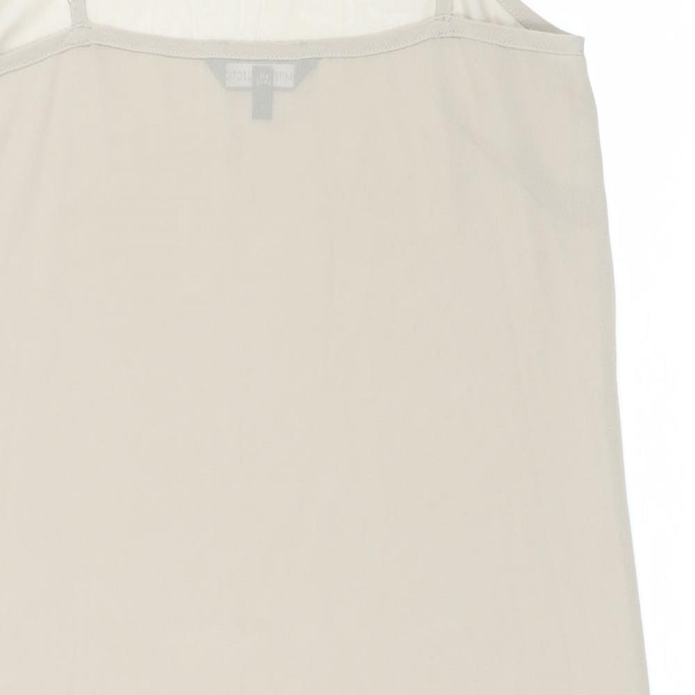 Marks and Spencer Womens Beige Polyester Slip Dress Size 10 V-Neck Pullover