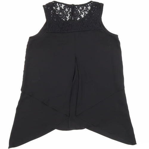 Roman Womens Black Elastane Basic Tank Size 10 Round Neck - Lace detailing