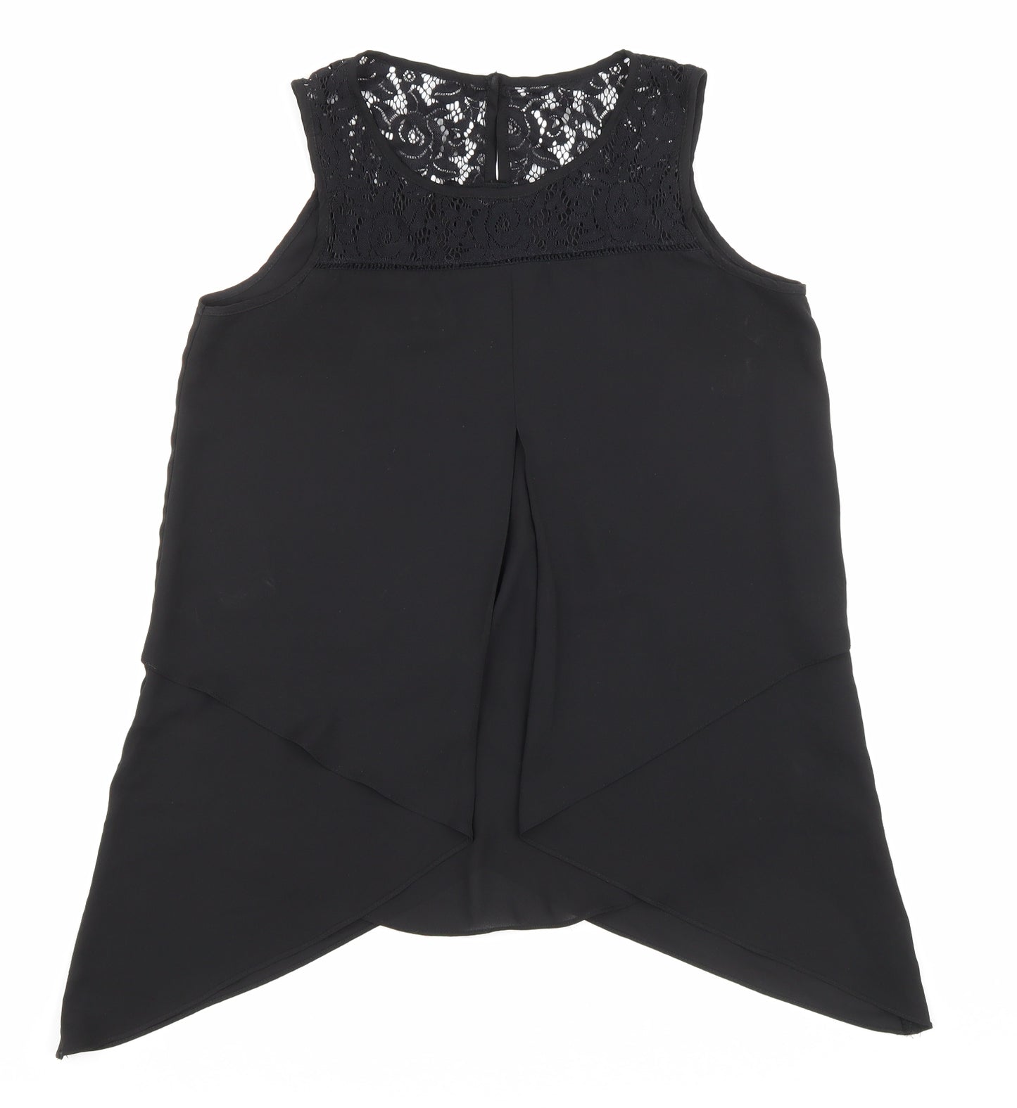 Roman Womens Black Elastane Basic Tank Size 10 Round Neck - Lace detailing