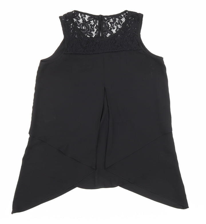 Roman Womens Black Elastane Basic Tank Size 10 Round Neck - Lace detailing