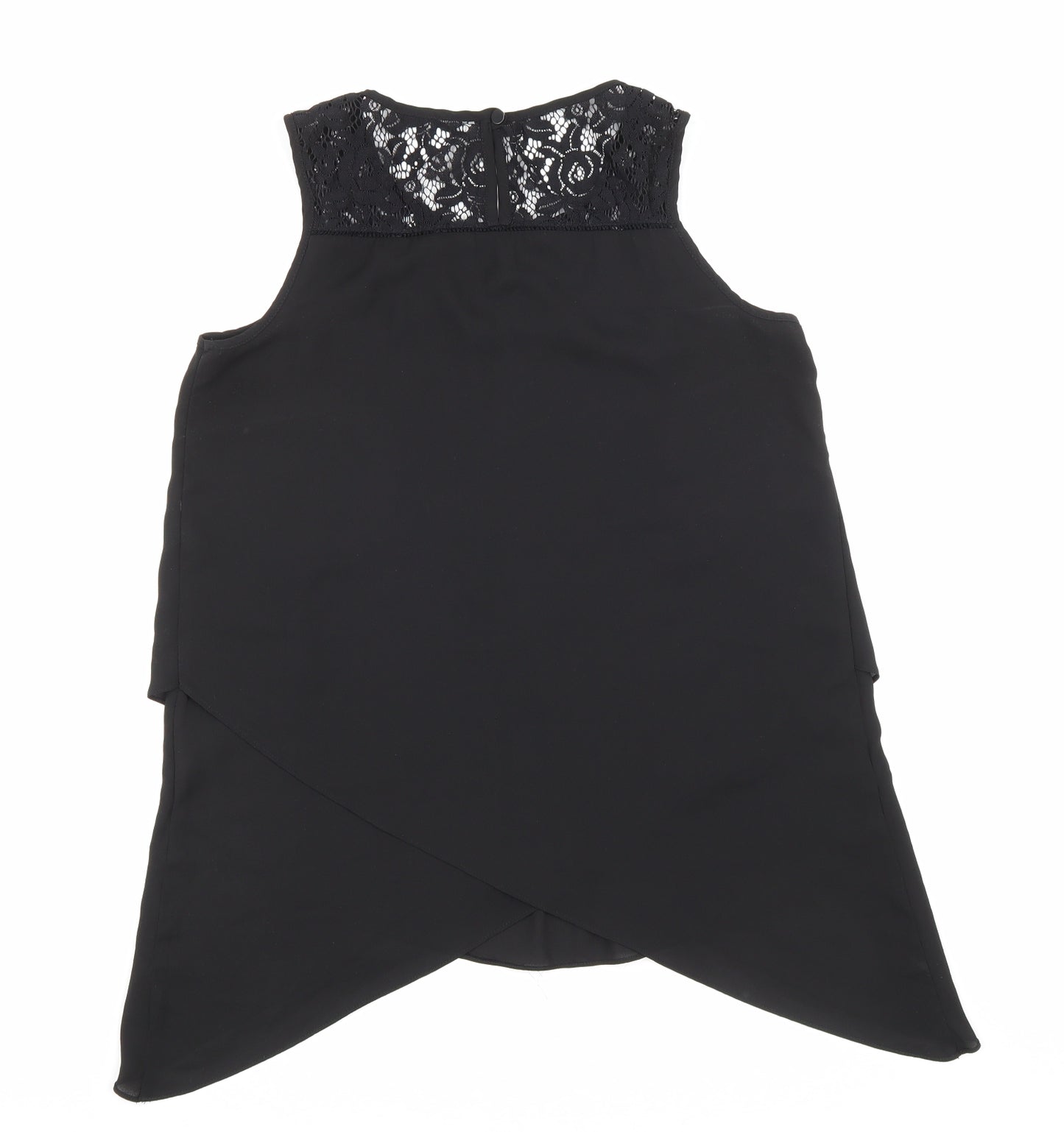 Roman Womens Black Elastane Basic Tank Size 10 Round Neck - Lace detailing