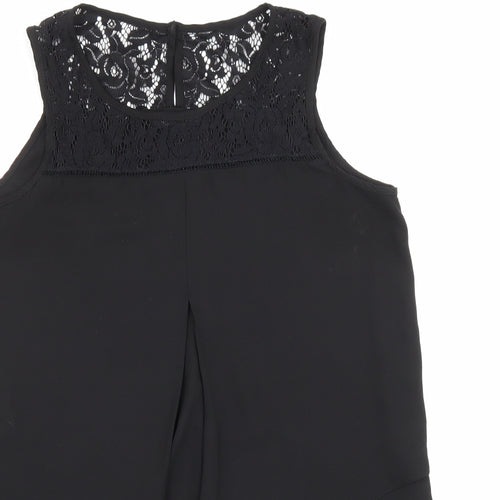 Roman Womens Black Elastane Basic Tank Size 10 Round Neck - Lace detailing