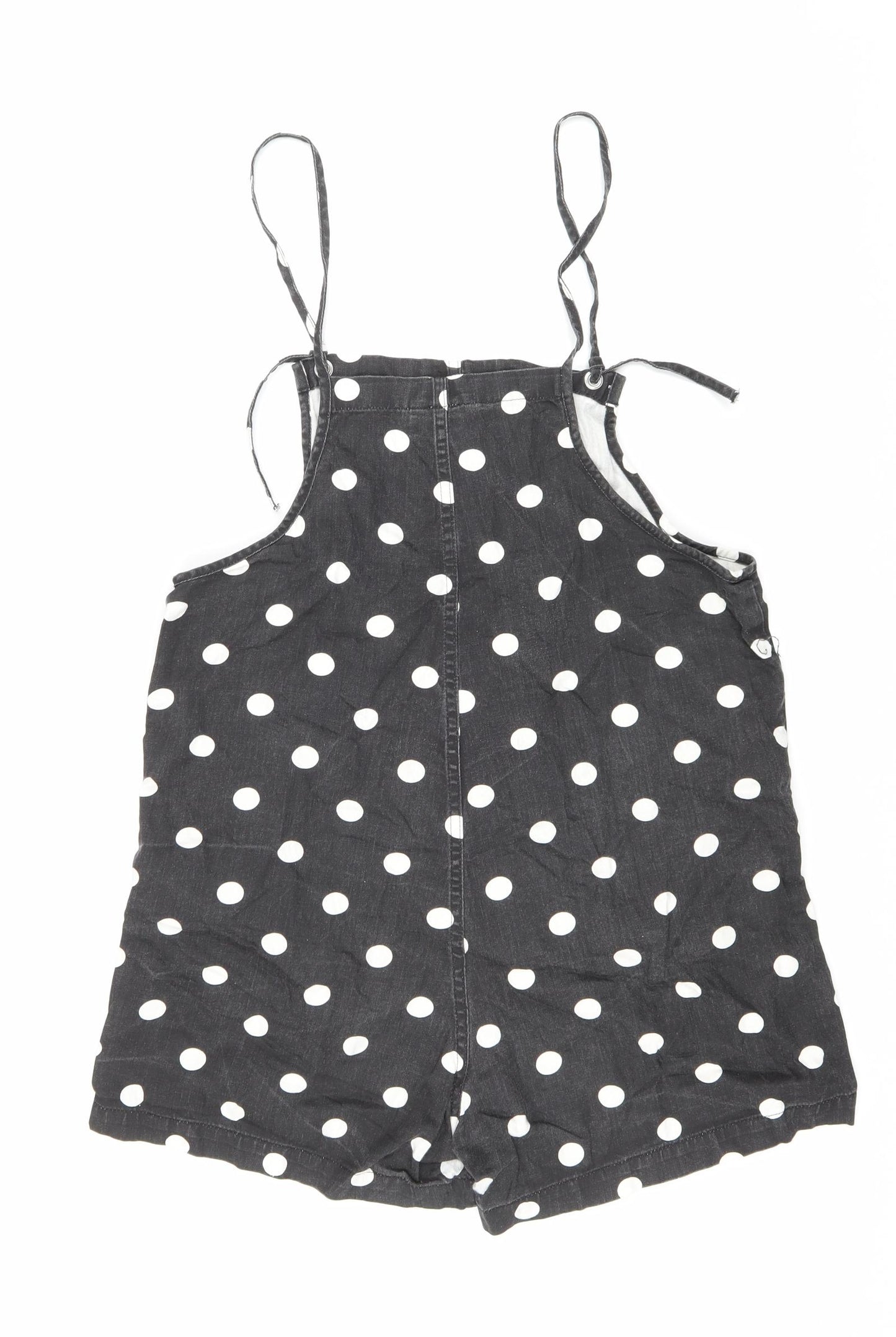 Monki Womens Black Polka Dot Cotton Playsuit One-Piece Size S L3 in Tie