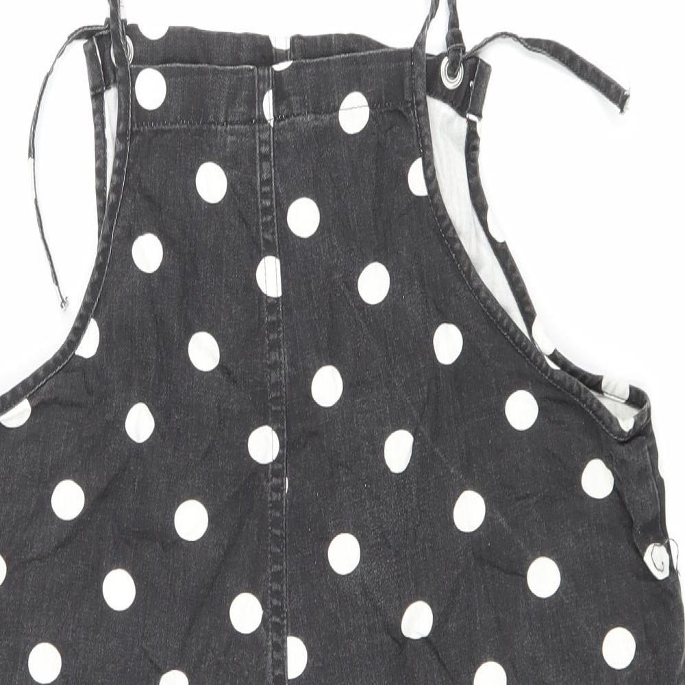 Monki Womens Black Polka Dot Cotton Playsuit One-Piece Size S L3 in Tie