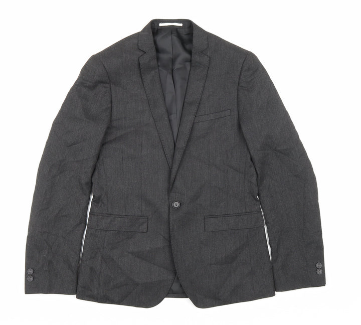 Moss London Mens Grey Polyester Jacket Blazer Size 36