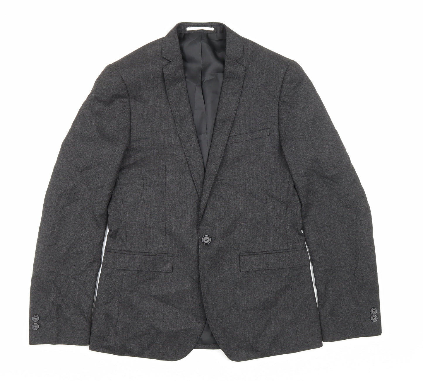 Moss London Mens Grey Polyester Jacket Blazer Size 36