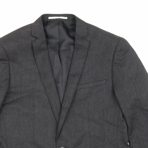 Moss London Mens Grey Polyester Jacket Blazer Size 36