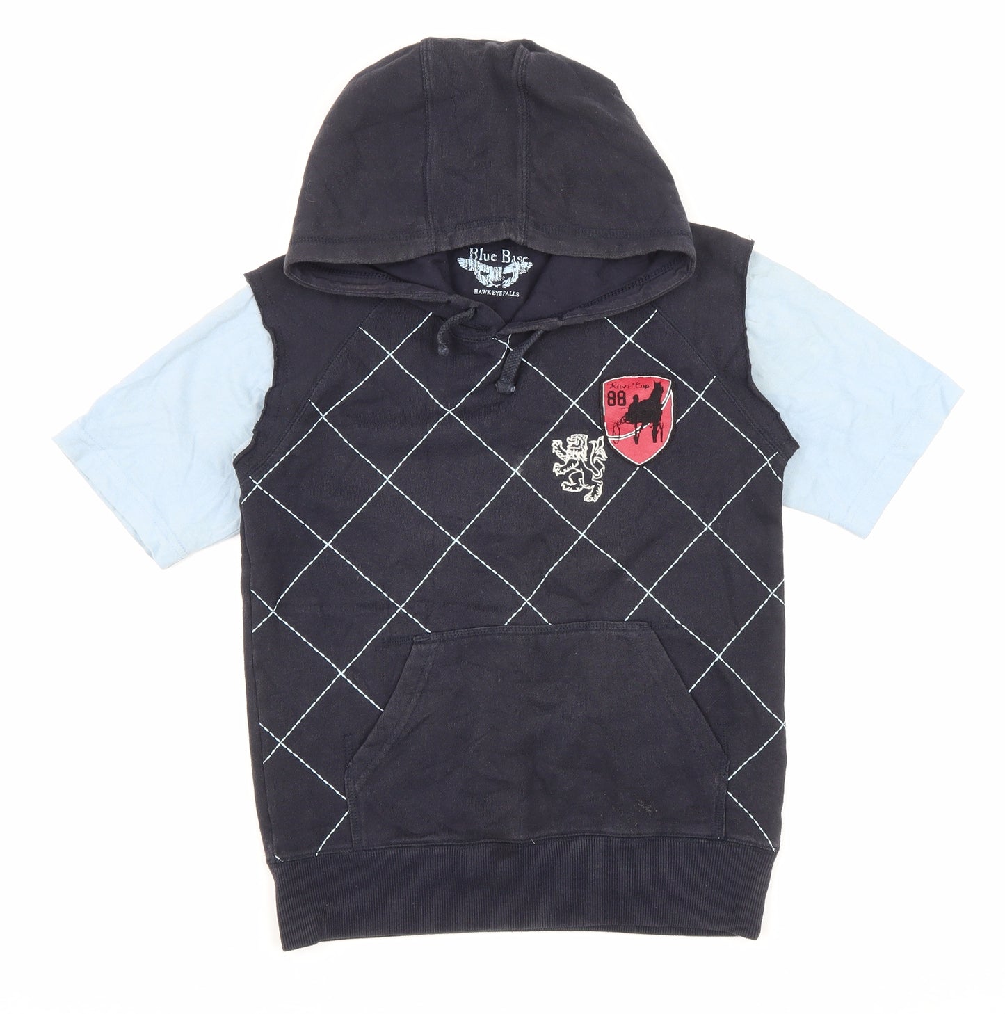 Blue Base Boys Blue Cotton Pullover Hoodie Size 8-9 Years Pullover - Lion