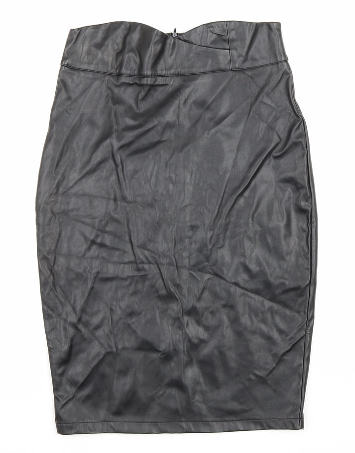 Vera and Lucy Womens Black Polyester Straight & Pencil Skirt Size XL Zip