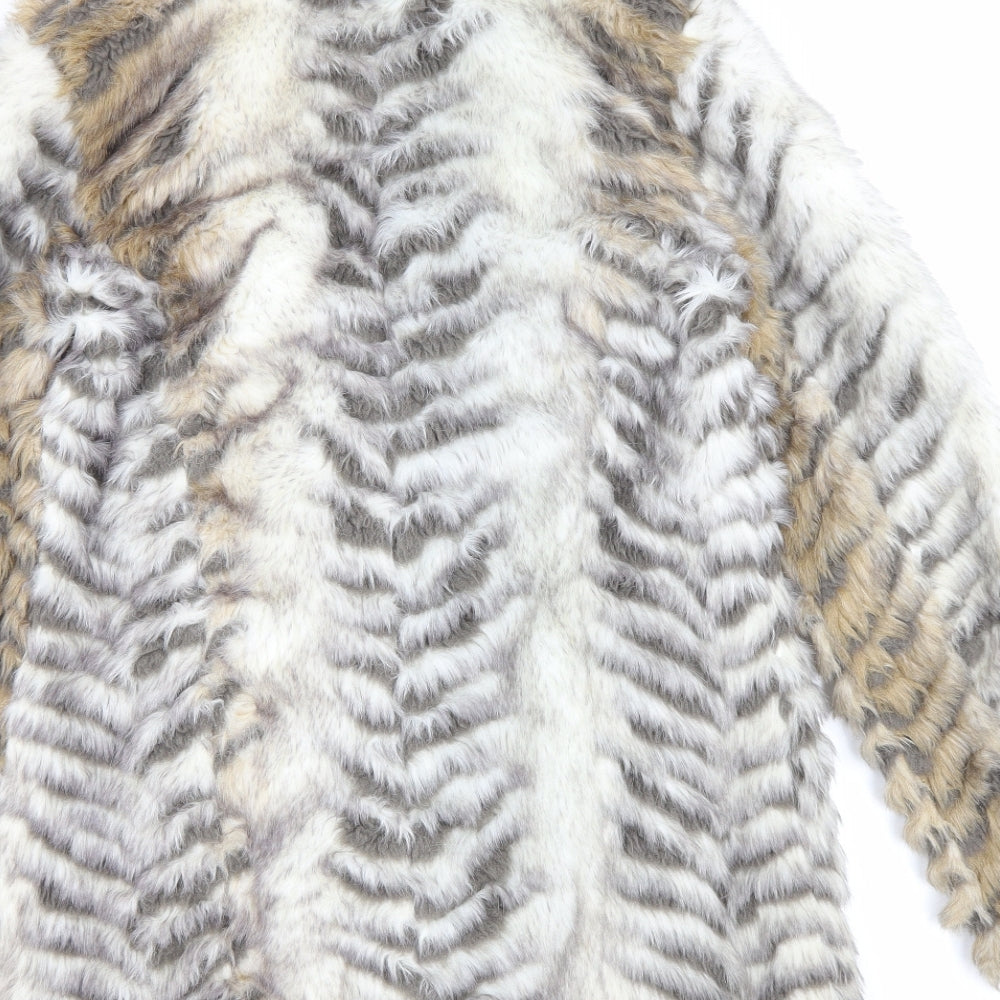 NEXT Womens Brown Jacket Size 10 Hook & Eye - Faux Fur