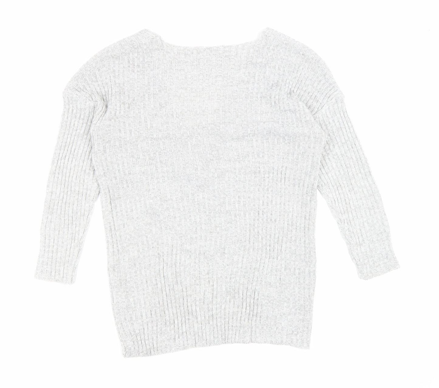 PEP&CO Womens Grey V-Neck Acrylic Pullover Jumper Size 12