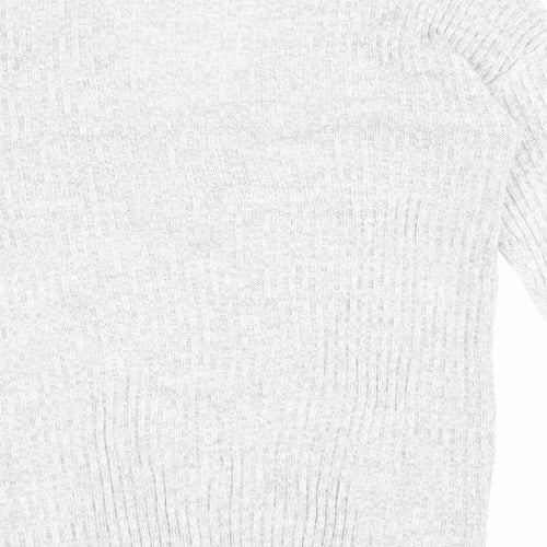PEP&CO Womens Grey V-Neck Acrylic Pullover Jumper Size 12