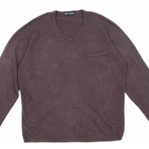 Marks and Spencer Mens Purple V-Neck Acrylic Pullover Jumper Size S