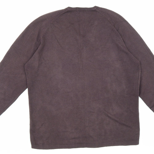 Marks and Spencer Mens Purple V-Neck Acrylic Pullover Jumper Size S